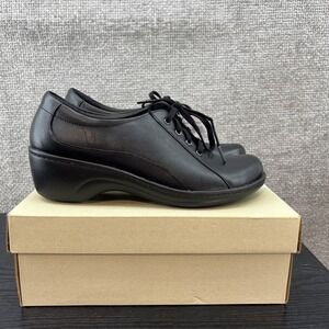 Clark's Graley Ginger Lace Up black Leather Women's Size 9 Black Slip Resistant